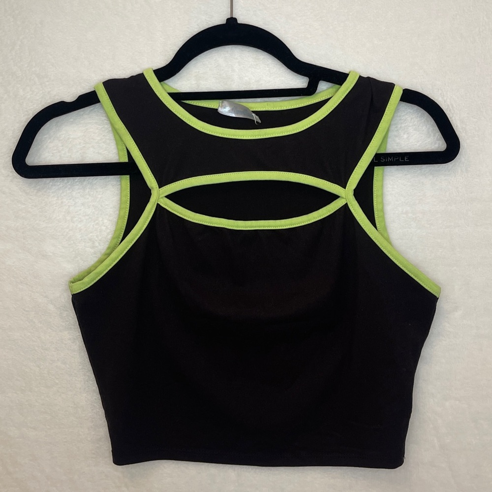 iHeartRaves Cyber Buzz Neon Halter Cutout Crop Top